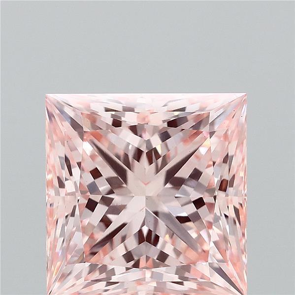 2.59 Carat Princess Shaped, Ideal Cut, FANCY INTENSE PINK Color, VS1 Clarity, IGI Certified Lab Grown Diamond