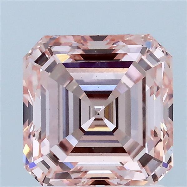2.01 Carat Asscher Shaped, Ideal Cut, FANCY VIVID PINK Color, VS2 Clarity, IGI Certified Lab Grown Diamond