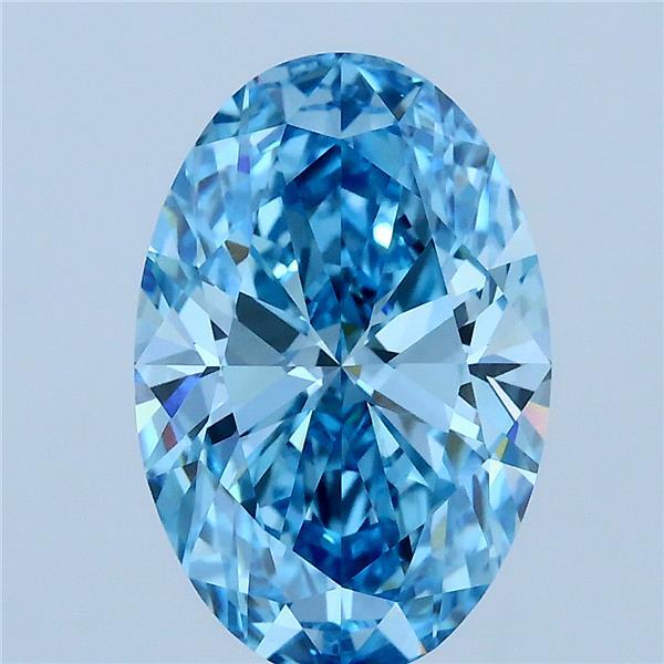 3.02 Carat Oval Shaped, Ideal Cut, FANCY VIVID BLUE Color, VVS2 Clarity, IGI Certified Lab Grown Diamond