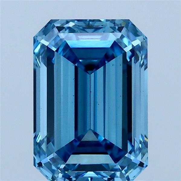 2.20 Carat Emerald Shaped, Ideal Cut, FANCY VIVID BLUE Color, VS2 Clarity, IGI Certified Lab Grown Diamond