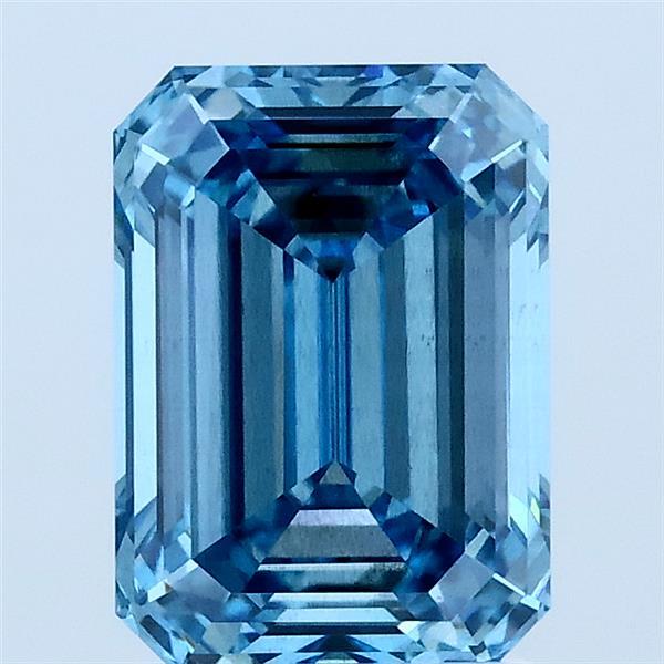 2.04 Carat Emerald Shaped, Ideal Cut, FANCY VIVID BLUE Color, SI1 Clarity, IGI Certified Lab Grown Diamond