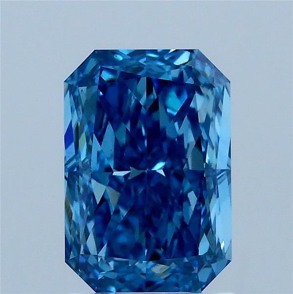 1.97 Carat Radiant Shaped, Excellent Cut, FANCY VIVID BLUE Color, VS1 Clarity, IGI Certified Lab Grown Diamond