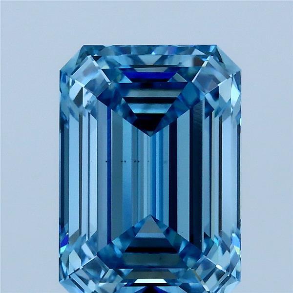 3.10 Carat Emerald Shaped, Ideal Cut, FANCY VIVID BLUE Color, VS1 Clarity, IGI Certified Lab Grown Diamond