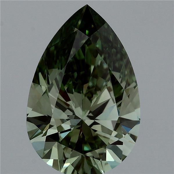 4.02 Carat Pear Shaped, Ideal Cut, FANCY VIVID GREEN Color, VVS2 Clarity, IGI Certified Lab Grown Diamond