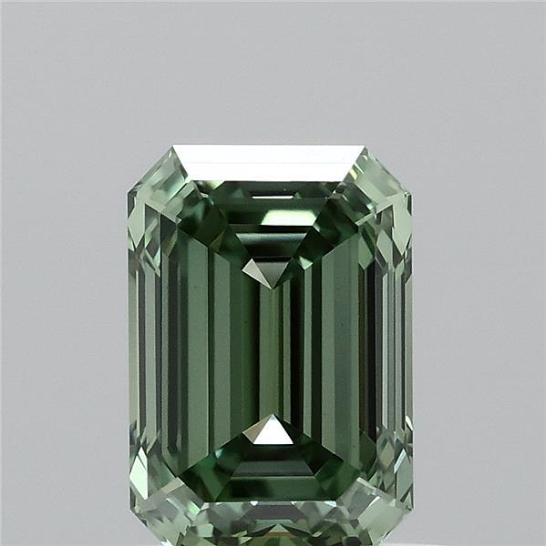 1.02 Carat Emerald Shaped, Ideal Cut, FANCY VIVID GREEN Color, VVS2 Clarity, IGI Certified Lab Grown Diamond