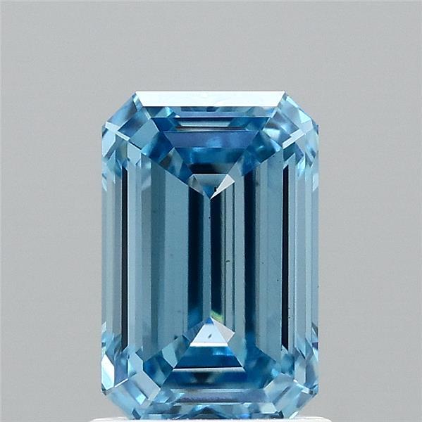1.50 Carat Emerald Shaped, Ideal Cut, FANCY VIVID BLUE Color, VS2 Clarity, IGI Certified Lab Grown Diamond