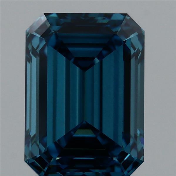 2.50 Carat Emerald Shaped, Ideal Cut, FANCY VIVID BLUE Color, VS1 Clarity, IGI Certified Lab Grown Diamond