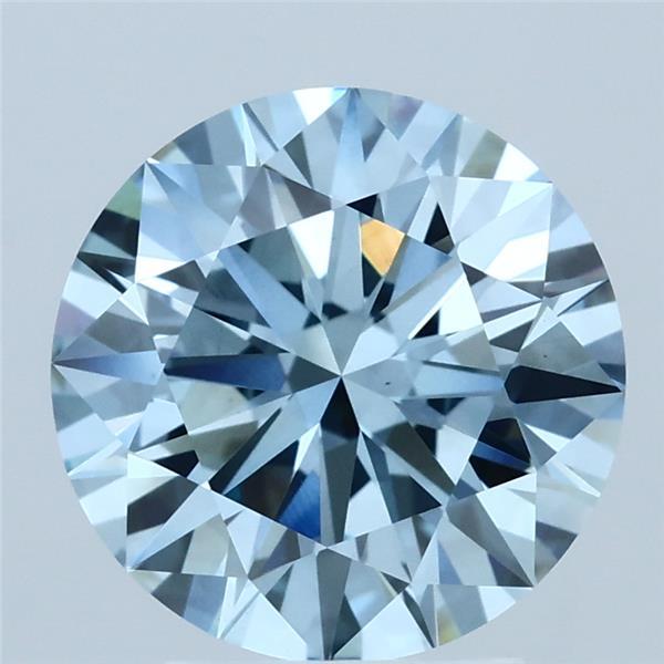3.06 Carat Round Shaped, Ideal Cut, FANCY VIVID BLUE Color, VS1 Clarity, IGI Certified Lab Grown Diamond