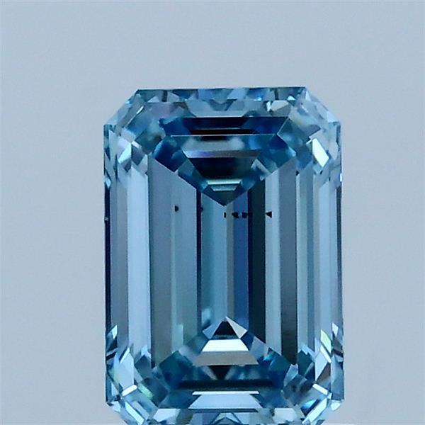 1.02 Carat Emerald Shaped, Ideal Cut, FANCY VIVID BLUE Color, VS2 Clarity, IGI Certified Lab Grown Diamond