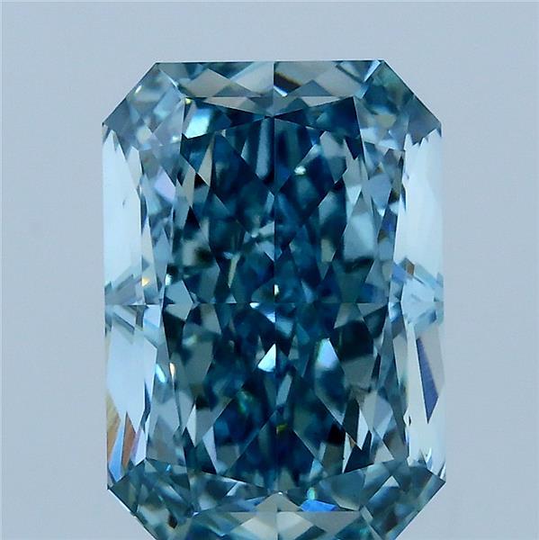 4.24 Carat Radiant Shaped, Excellent Cut, FANCY VIVID BLUE Color, VS1 Clarity, IGI Certified Lab Grown Diamond