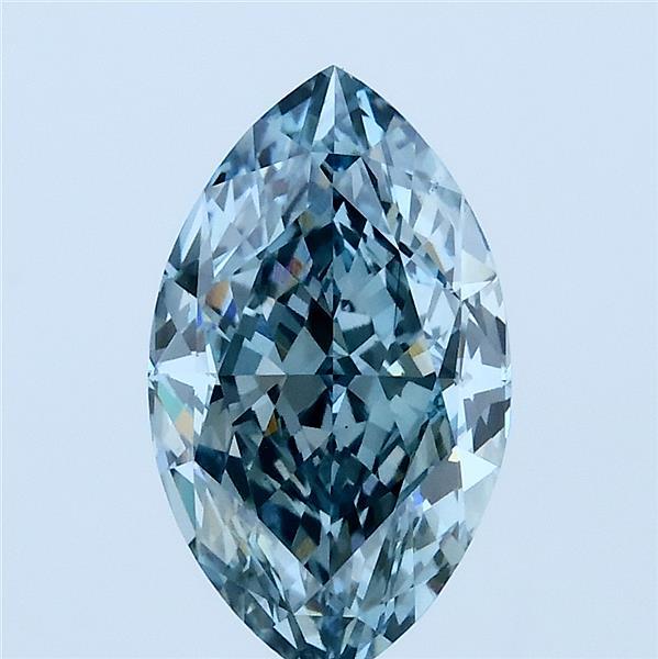 2.21 Carat Marquise Shaped, Excellent Cut, FANCY VIVID GREENISH BLUE Color, VS1 Clarity, IGI Certified Lab Grown Diamond