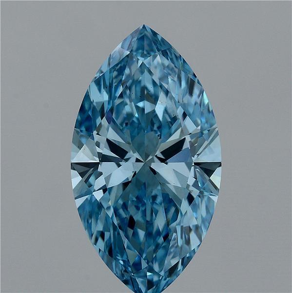 6.03 Carat Marquise Shaped, Ideal Cut, FANCY VIVID BLUE Color, VS2 Clarity, IGI Certified Lab Grown Diamond