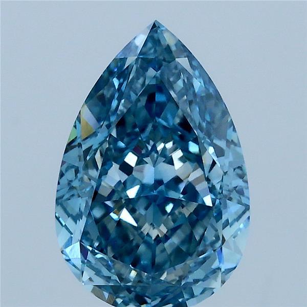 2.60 Carat Pear Shaped, Excellent Cut, FANCY VIVID BLUE Color, VVS2 Clarity, IGI Certified Lab Grown Diamond