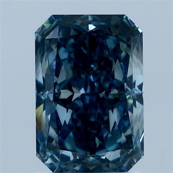 2.19 Carat Radiant Shaped, Excellent Cut, FANCY VIVID BLUE Color, VS2 Clarity, IGI Certified Lab Grown Diamond