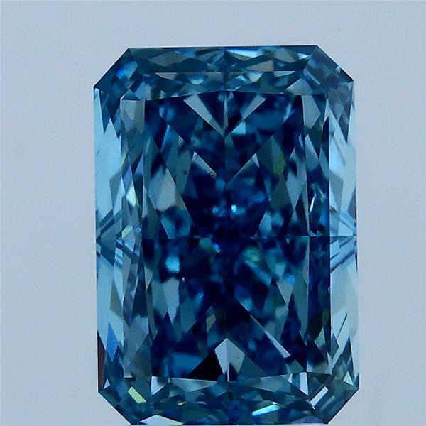 3.04 Carat Radiant Shaped, Excellent Cut, FANCY VIVID BLUE Color, VS1 Clarity, IGI Certified Lab Grown Diamond