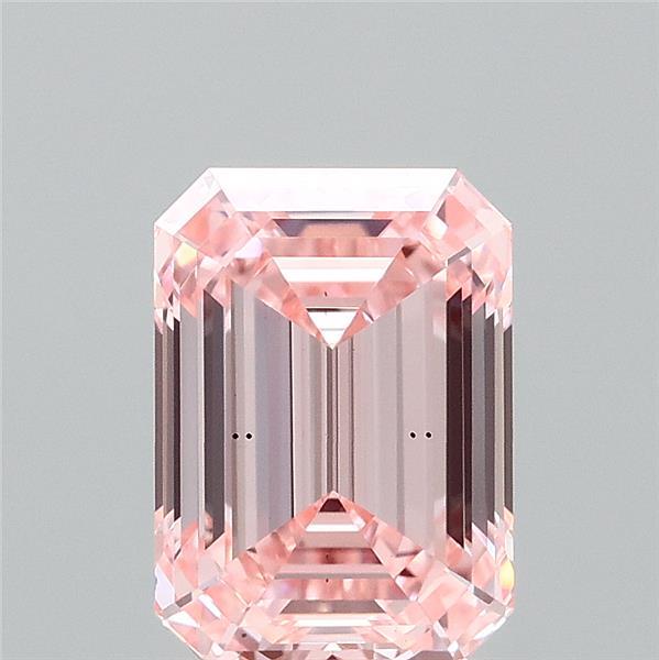 2.01 Carat Emerald Shaped, Ideal Cut, FANCY INTENSE PINK Color, VS2 Clarity, IGI Certified Lab Grown Diamond