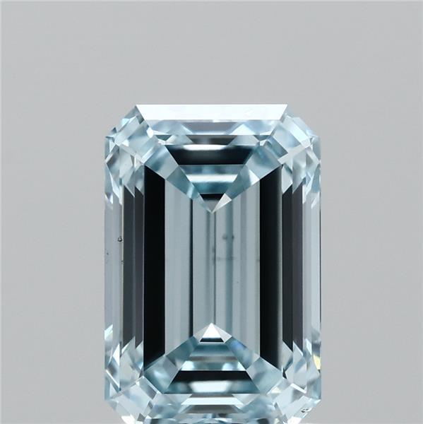 1.51 Carat Emerald Shaped, Ideal Cut, FANCY VIVID BLUE Color, VS1 Clarity, IGI Certified Lab Grown Diamond