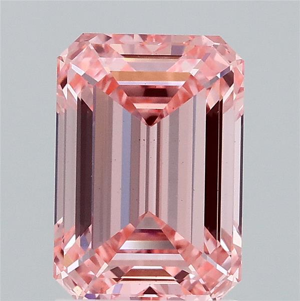 2.01 Carat Emerald Shaped, Ideal Cut, FANCY VIVID PINK Color, VS1 Clarity, IGI Certified Lab Grown Diamond
