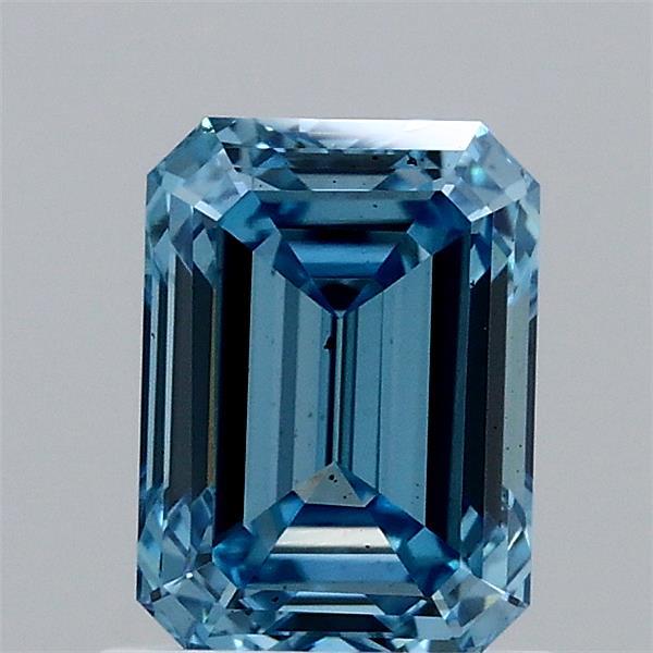 1.27 Carat Emerald Shaped, Ideal Cut, FANCY VIVID BLUE Color, VVS2 Clarity, IGI Certified Lab Grown Diamond