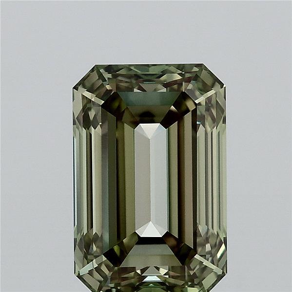2.57 Carat Emerald Shaped, Ideal Cut, FANCY VIVID GREEN Color, VVS2 Clarity, IGI Certified Lab Grown Diamond