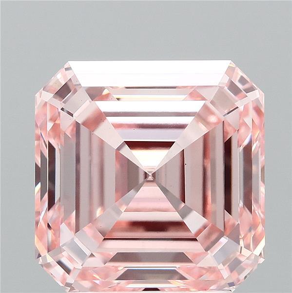 3.29 Carat Asscher Shaped, Ideal Cut, FANCY INTENSE PINK Color, VS1 Clarity, IGI Certified Lab Grown Diamond