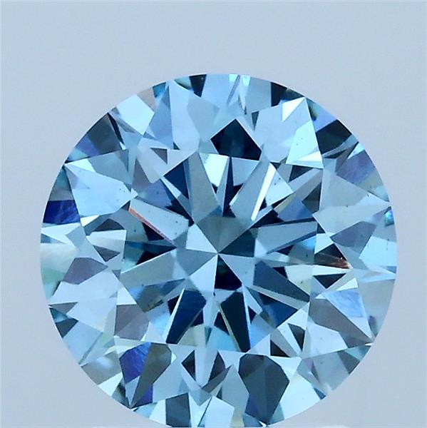 2.02 Carat Round Shaped, Ideal Cut, FANCY VIVID BLUE Color, VS2 Clarity, IGI Certified Lab Grown Diamond