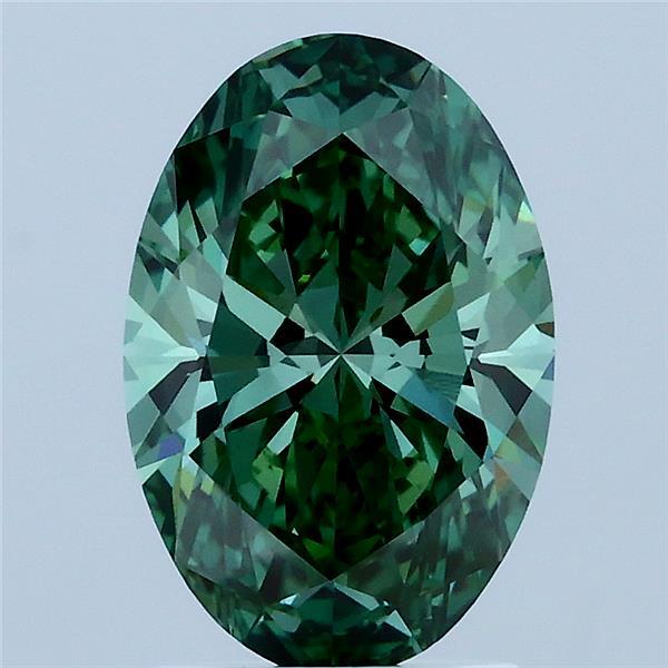2.09 Carat Oval Shaped, Ideal Cut, FANCY VIVID GREEN Color, VS1 Clarity, IGI Certified Lab Grown Diamond