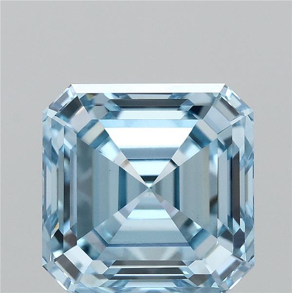 3.02 Carat Asscher Shaped, Ideal Cut, FANCY VIVID BLUE Color, VS1 Clarity, IGI Certified Lab Grown Diamond