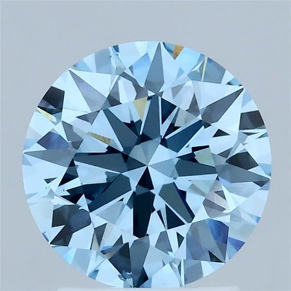 2.03 Carat Round Shaped, Ideal Cut, FANCY VIVID BLUE Color, VS2 Clarity, IGI Certified Lab Grown Diamond