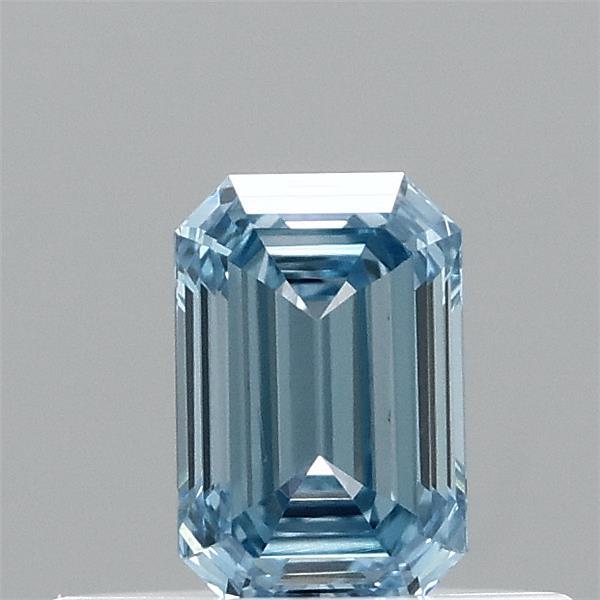 0.32 Carat Emerald Shaped, Ideal Cut, FANCY VIVID BLUE Color, VVS1 Clarity, IGI Certified Lab Grown Diamond