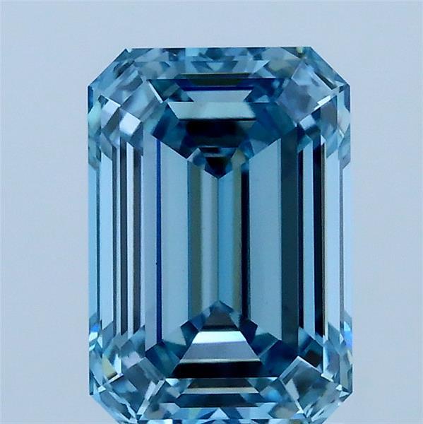 2.00 Carat Emerald Shaped, Ideal Cut, FANCY VIVID BLUE Color, VS1 Clarity, IGI Certified Lab Grown Diamond
