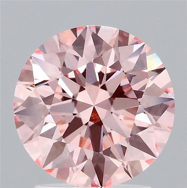 2.07 Carat Round Shaped, Ideal Cut, FANCY INTENSE PINK Color, VS1 Clarity, IGI Certified Lab Grown Diamond