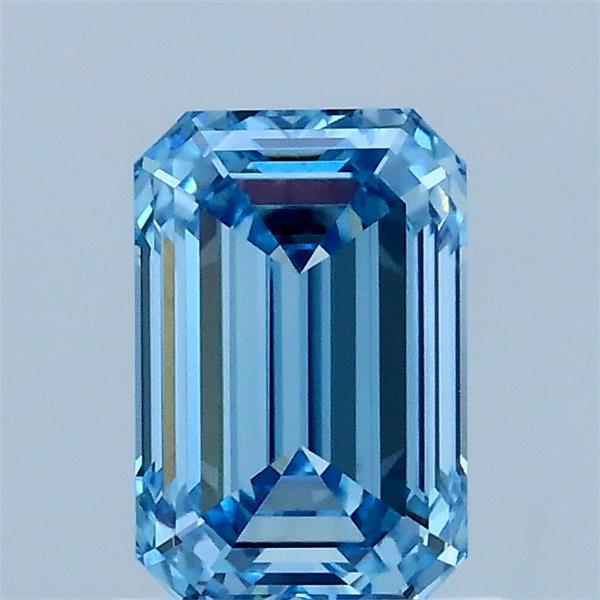 1.13 Carat Emerald Shaped, Ideal Cut, FANCY VIVID BLUE Color, VVS2 Clarity, IGI Certified Lab Grown Diamond