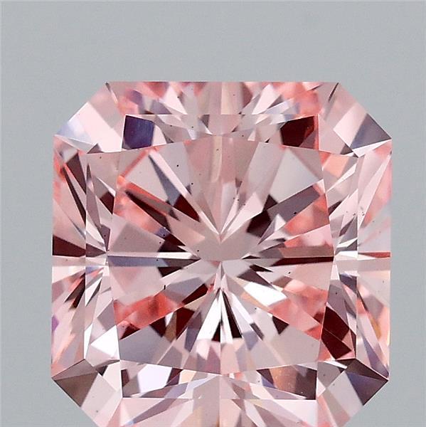 3.11 Carat Radiant Shaped, Ideal Cut, FANCY INTENSE PINK Color, VS2 Clarity, IGI Certified Lab Grown Diamond