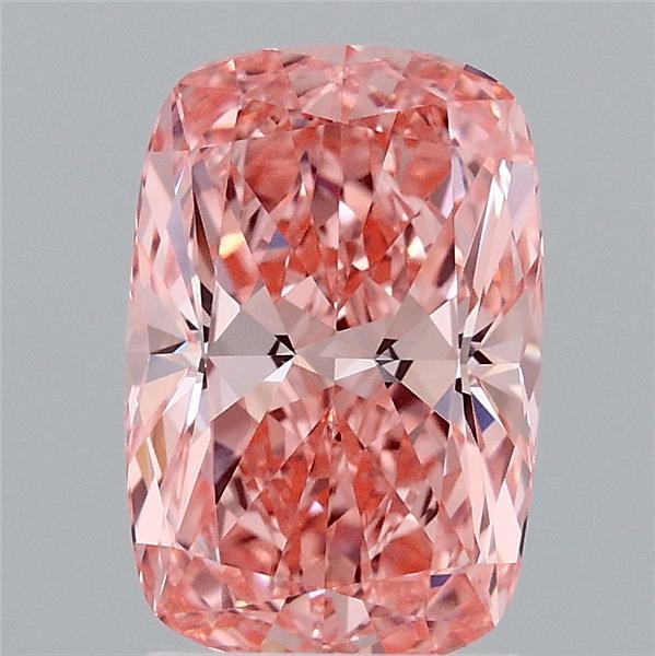 2.10 Carat Cushion Shaped, Ideal Cut, FANCY VIVID PINK Color, VVS2 Clarity, IGI Certified Lab Grown Diamond
