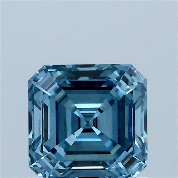 1.02 Carat Asscher Shaped, Ideal Cut, FANCY VIVID BLUE Color, VS1 Clarity, IGI Certified Lab Grown Diamond