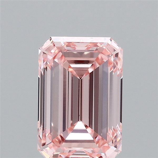 1.24 Carat Emerald Shaped, Ideal Cut, FANCY INTENSE PINK Color, VS1 Clarity, IGI Certified Lab Grown Diamond