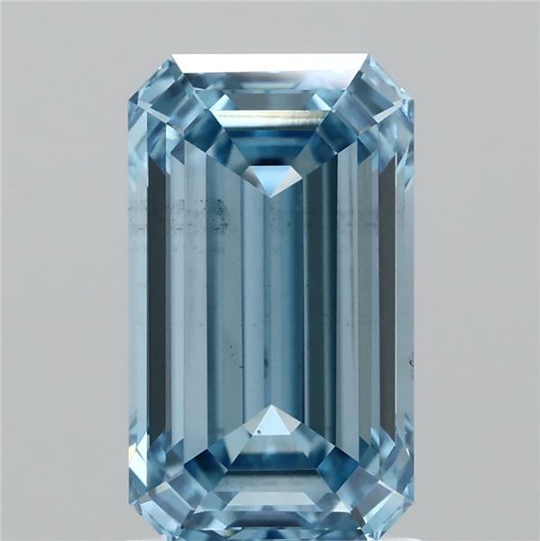 2.01 Carat Emerald Shaped, Ideal Cut, FANCY VIVID BLUE Color, VS2 Clarity, IGI Certified Lab Grown Diamond