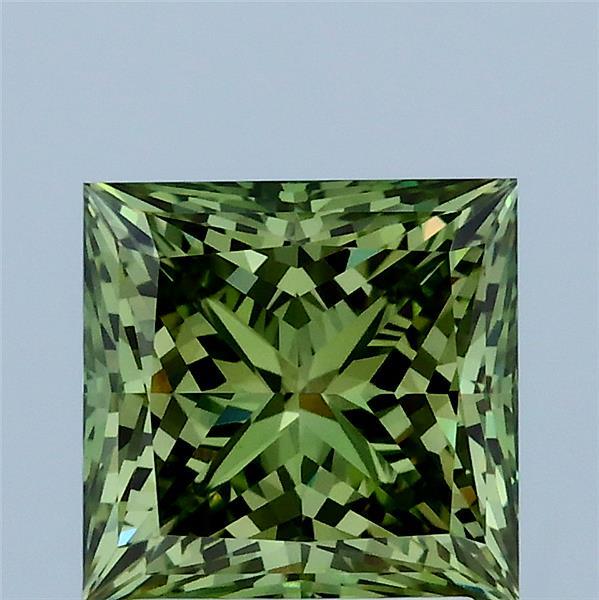 2.16 Carat Princess Shaped, Ideal Cut, FANCY VIVID GREEN Color, VVS2 Clarity, IGI Certified Lab Grown Diamond
