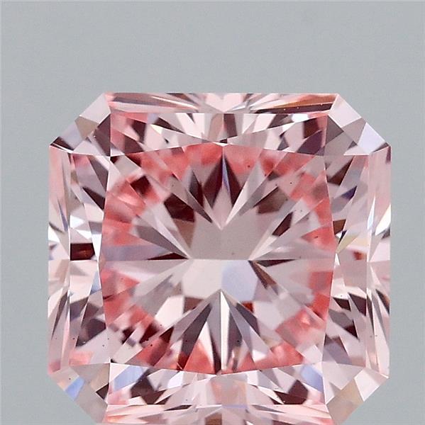 3.04 Carat Radiant Shaped, Excellent Cut, FANCY INTENSE PINK Color, VS2 Clarity, IGI Certified Lab Grown Diamond