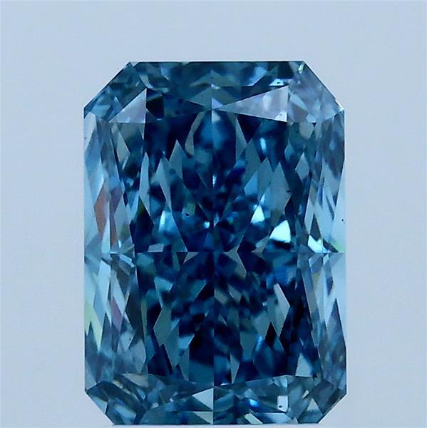 2.05 Carat Radiant Shaped, Excellent Cut, FANCY VIVID BLUE Color, VS2 Clarity, IGI Certified Lab Grown Diamond