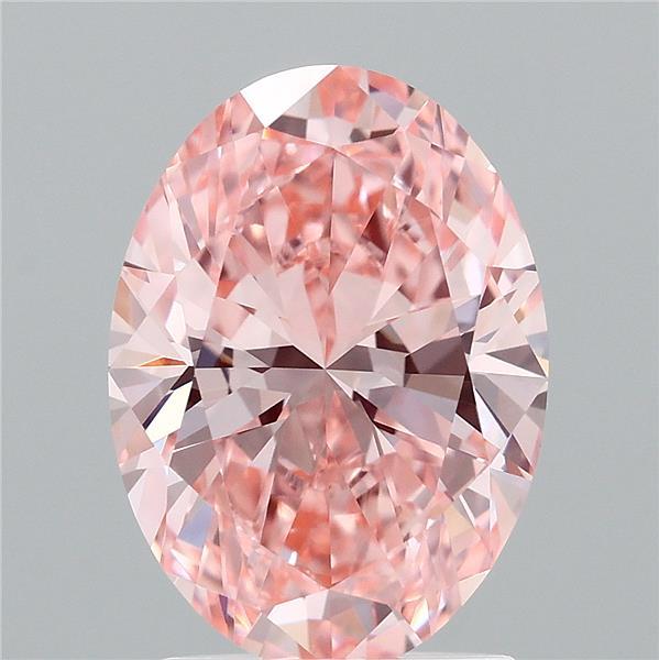 2.01 Carat Oval Shaped, Ideal Cut, FANCY VIVID PINK Color, VVS2 Clarity, IGI Certified Lab Grown Diamond