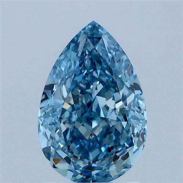 2.12 Carat Pear Shaped, Excellent Cut, FANCY VIVID BLUE Color, SI1 Clarity, IGI Certified Lab Grown Diamond
