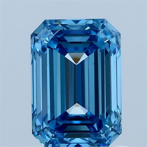 1.40 Carat Emerald Shaped, Ideal Cut, FANCY VIVID BLUE Color, VS1 Clarity, IGI Certified Lab Grown Diamond