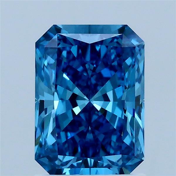 1.50 Carat Radiant Shaped, Ideal Cut, FANCY VIVID BLUE Color, VVS2 Clarity, IGI Certified Lab Grown Diamond