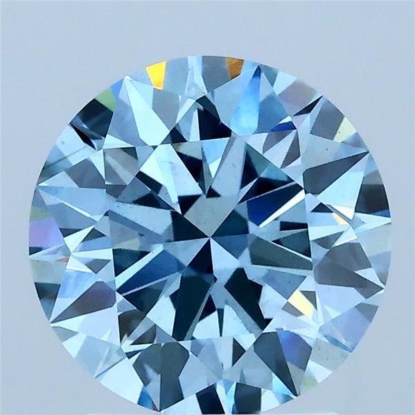 2.10 Carat Round Shaped, Ideal Cut, FANCY VIVID BLUE Color, VS2 Clarity, IGI Certified Lab Grown Diamond