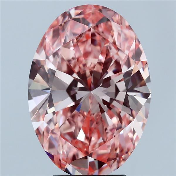 5.03 Carat Oval Shaped, Ideal Cut, FANCY VIVID PINK Color, VVS2 Clarity, IGI Certified Lab Grown Diamond