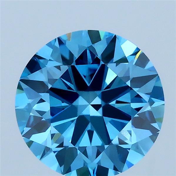 2.01 Carat Round Shaped, Ideal Cut, FANCY VIVID BLUE Color, VS1 Clarity, IGI Certified Lab Grown Diamond