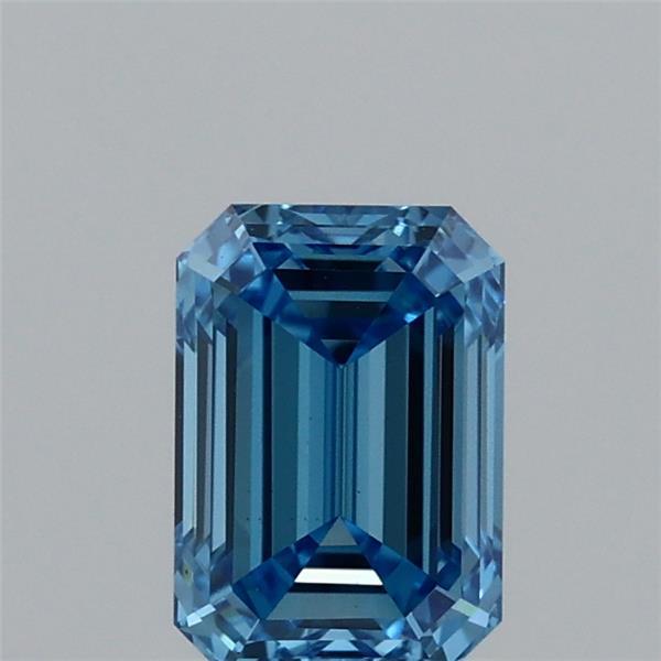 0.95 Carat Emerald Shaped, Ideal Cut, FANCY VIVID BLUE Color, VS1 Clarity, IGI Certified Lab Grown Diamond