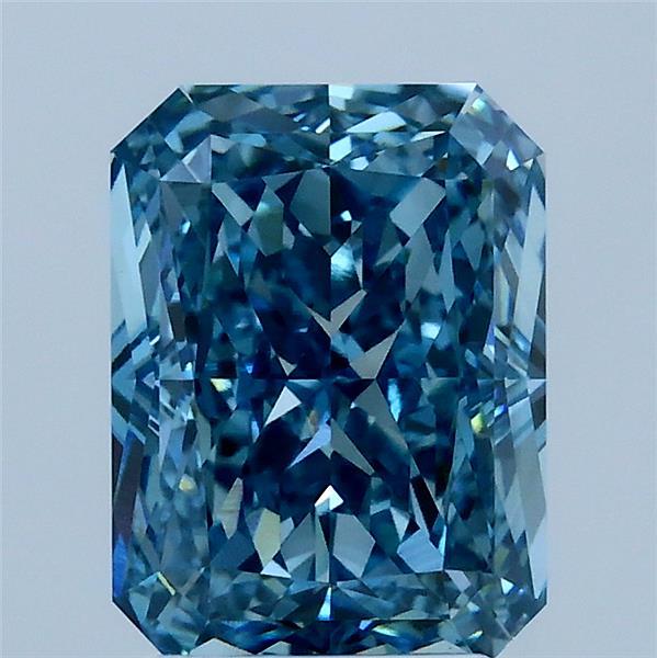 2.52 Carat Radiant Shaped, Excellent Cut, FANCY VIVID BLUE Color, VS1 Clarity, IGI Certified Lab Grown Diamond
